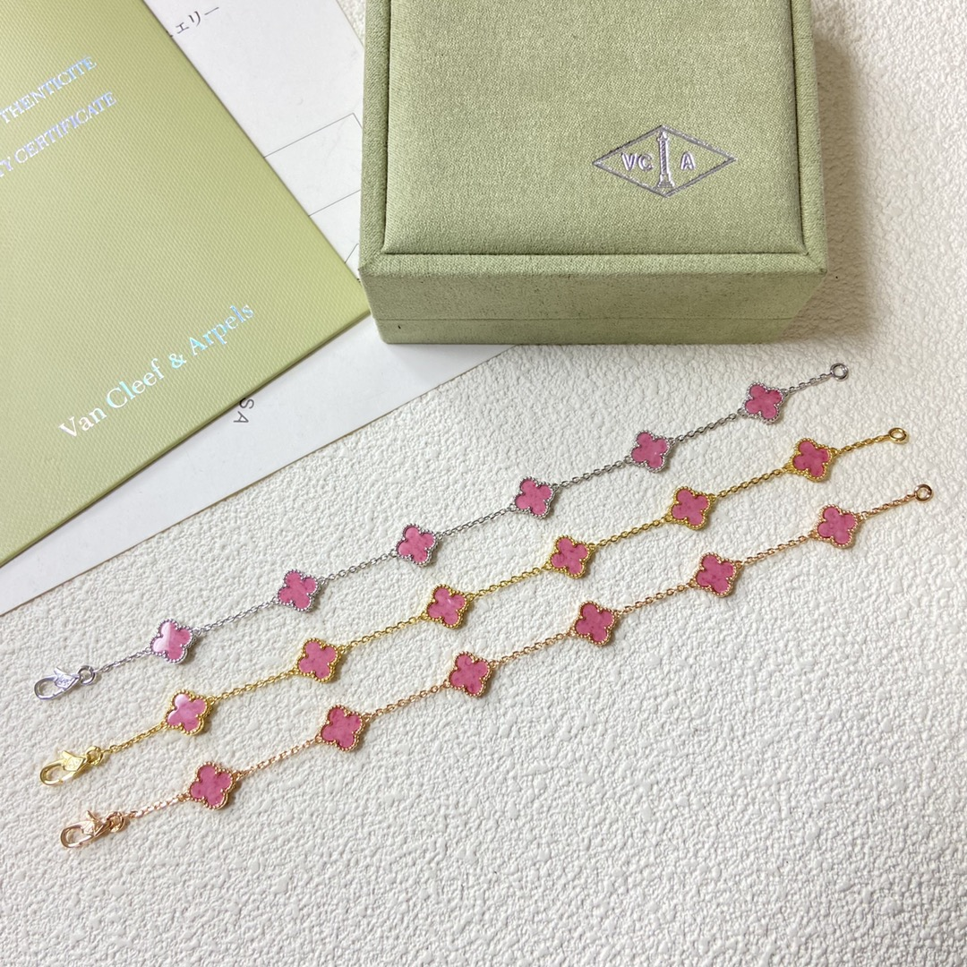 VCA Pink Mini 6 Motifs Sweet Alhambra Bracelet - Original Replica Club