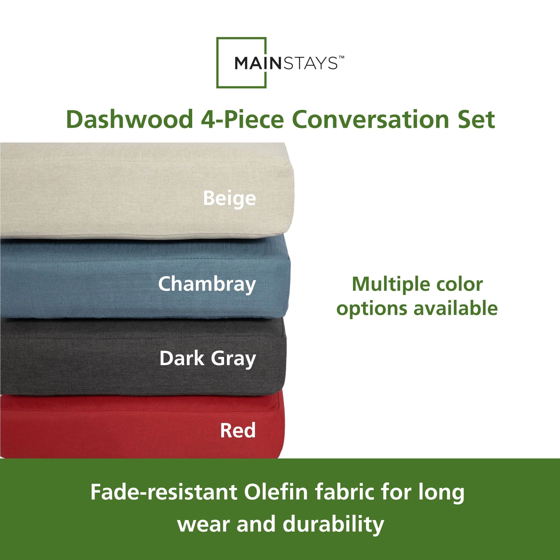 Mainstays Dashwood 4-Piece Outdoor Patio Conversation Set, Seats 4, Gray - Image 3