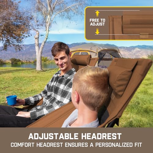 FanttikOutdoor Zeta L8 Max Camping Chair, Portable & Lightweight, Multi-Angle Adjustable, Supports up to 250 lbs, Comfort-Driven Design, High Strength Camping Chair for Travel, Hiking, Fishing (Brown)