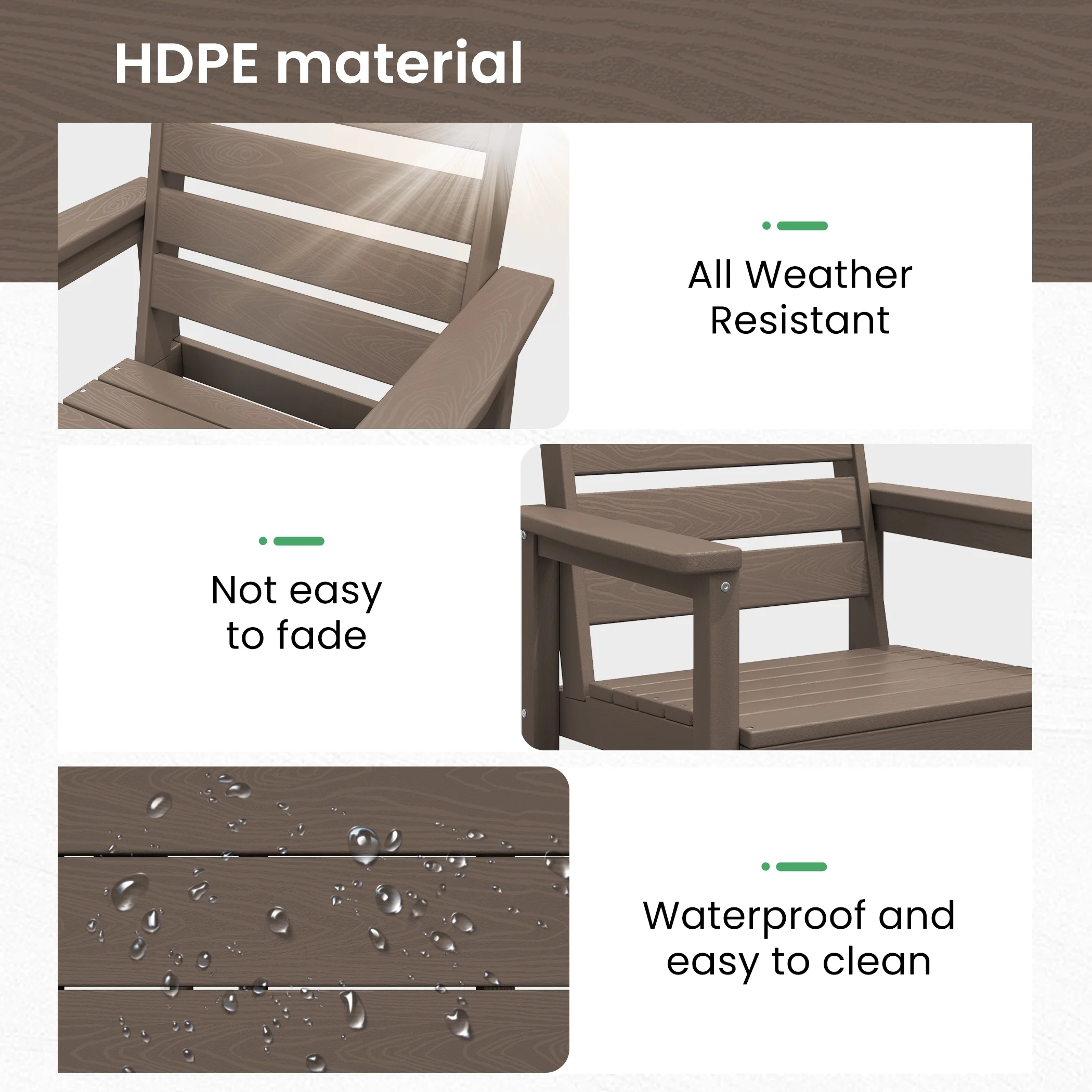 SERWALL Outdoor HDPE Dining Table Set, 7-Piece Outdoor Dining Table Sets with Umbrella Hole, Grey - Image 37