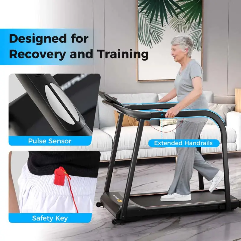 Senior-Friendly Walking Treadmill With Extended Handrails, 2.5 HP, 300 Lb Capacity, Black - Image 7 Senior-Friendly Walking Treadmill With Extended Handrails, 2.5 HP, 300 Lb Capacity, Black - Image 7