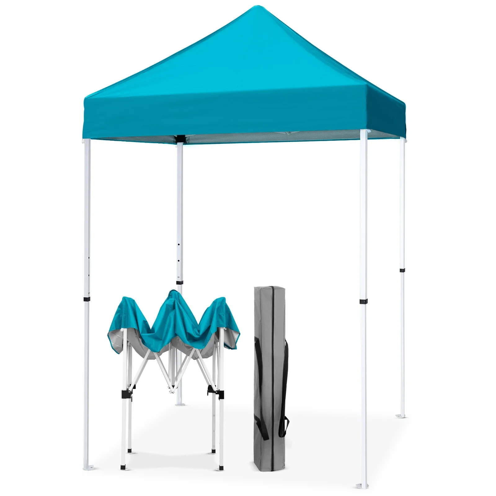 EAGLE PEAK 5x5 Pop up Canopy Tent Instant Outdoor Canopy Easy Set - up Straight Leg Folding Shelter（blue）