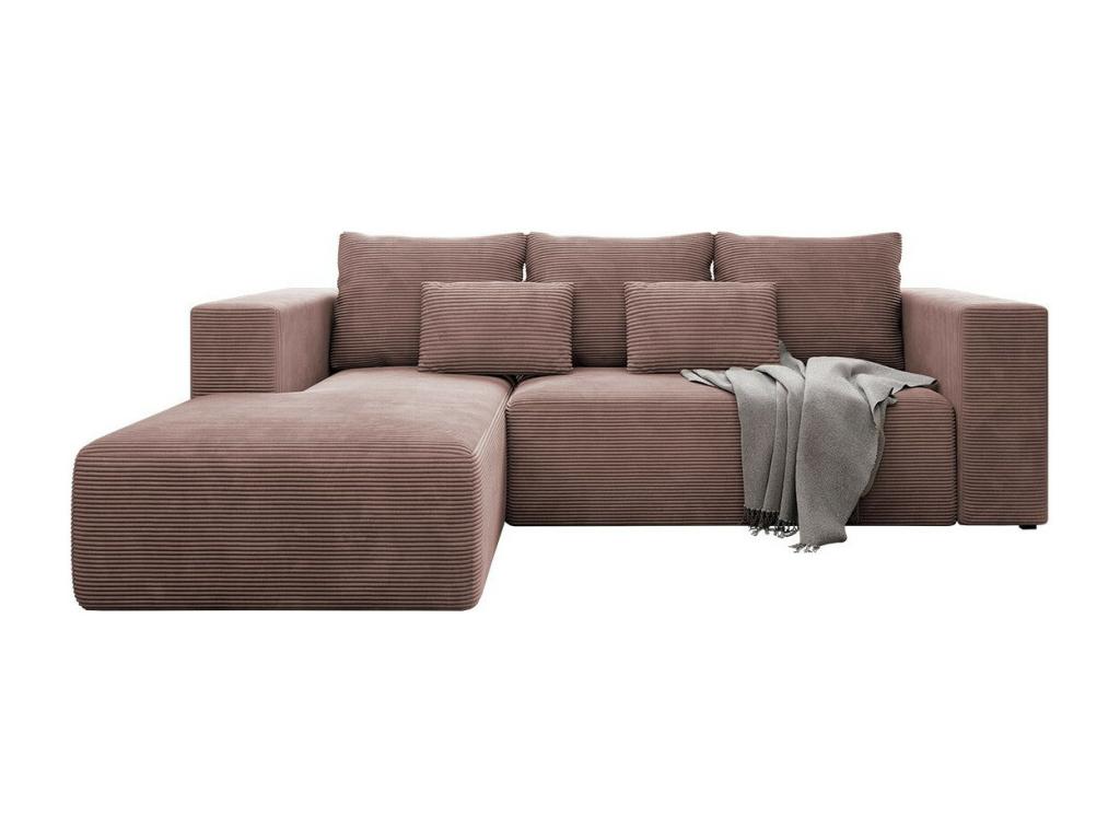 Sofá rinconero Arvada 116, Rosa, Función de descanso, Caja de ropa de cama, 255x161x91cm