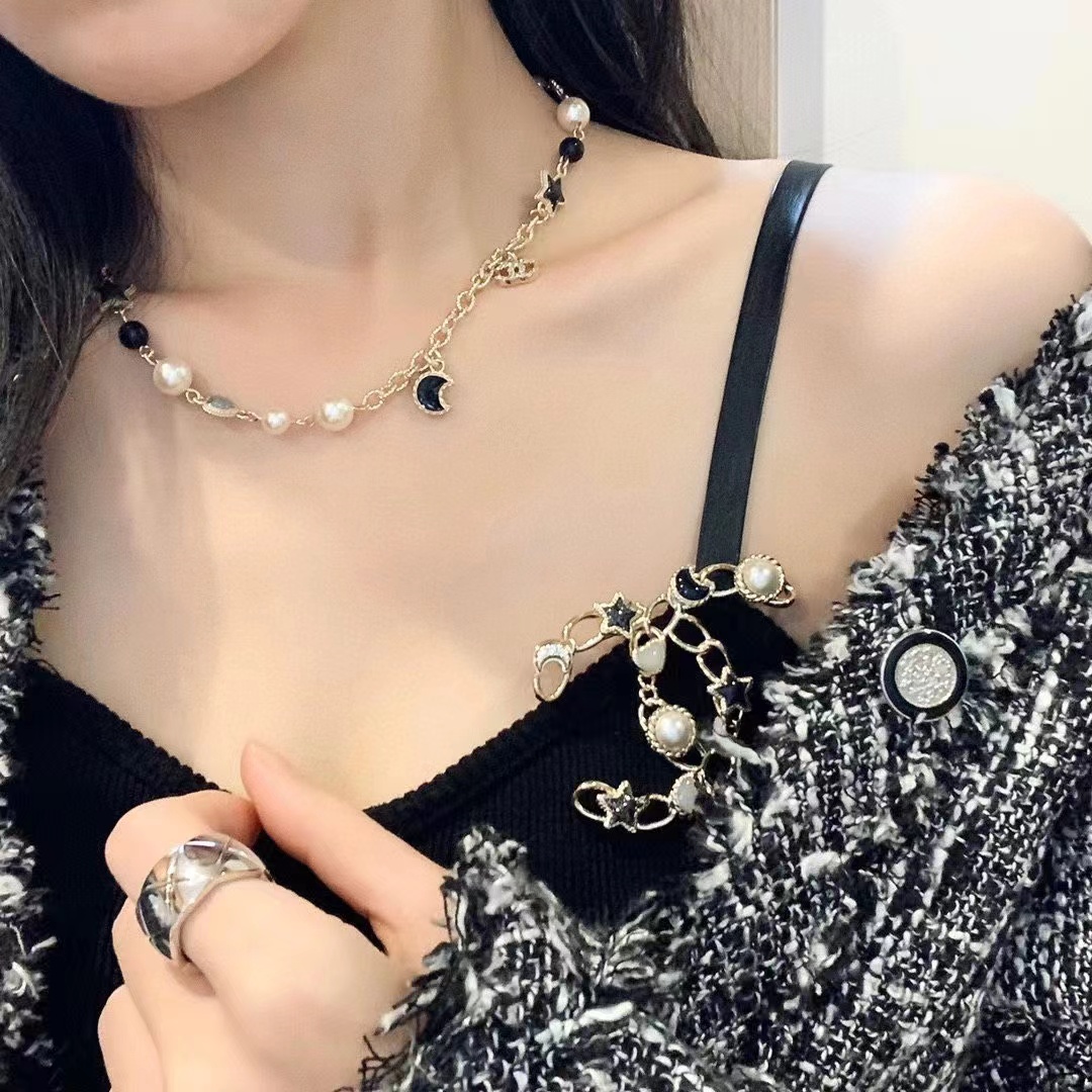 Chanel Moon Star Pearl Charms Necklace - Original Replica Club