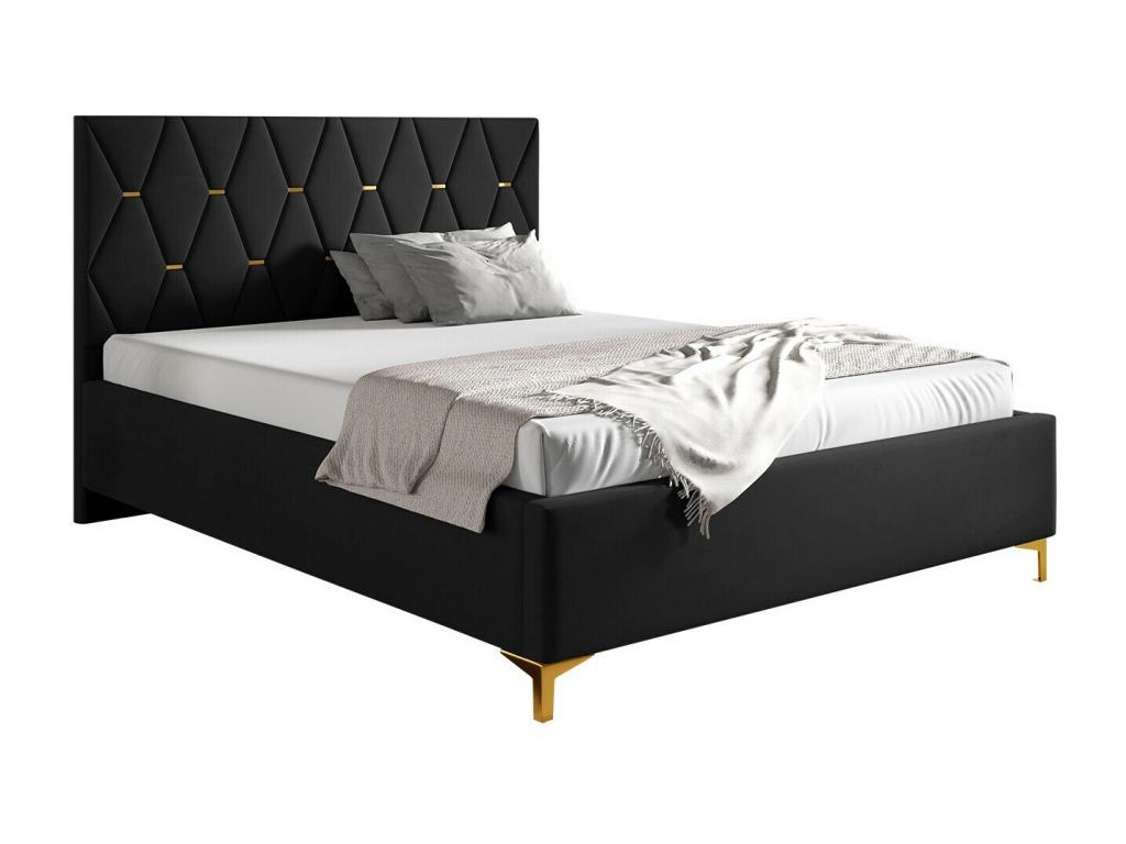 Cama Baltimore 192, Doble, Negro, 140x200, Tapiz, Somieres, 158x222x122cm