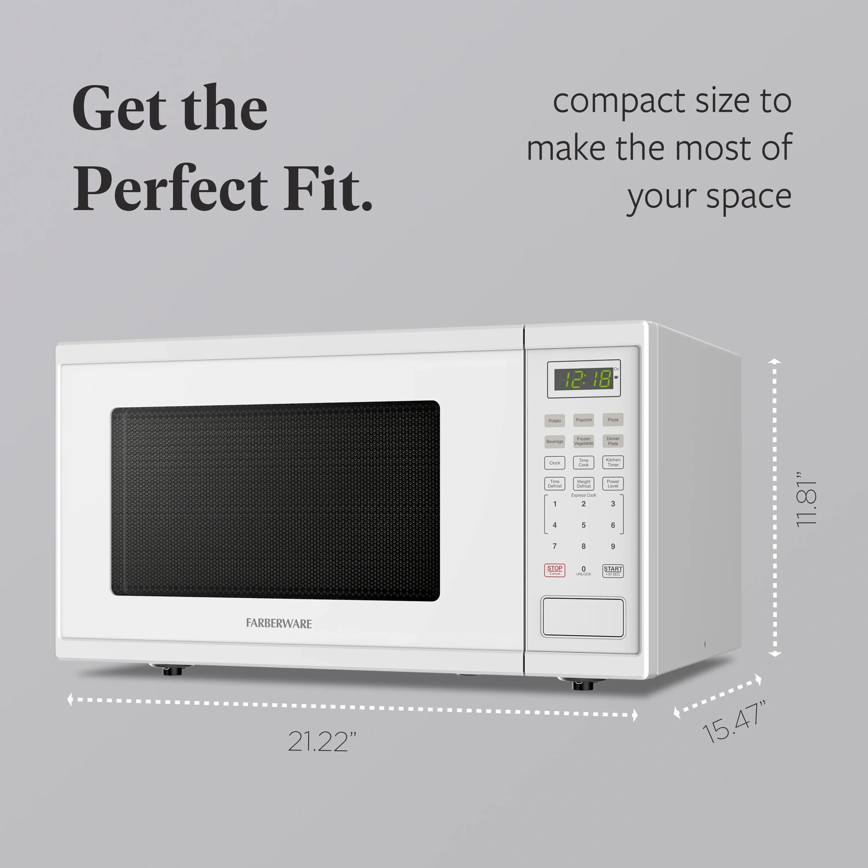 Farberware FMGZ09BKA 0.9 Cu. Ft. Microwave Oven, 900W, Digital Control, LED Display, 6 Cooking Presets, Black