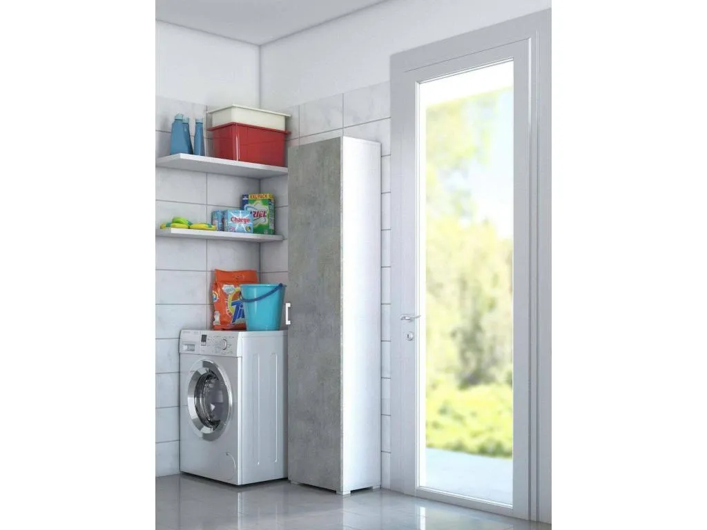 Armario multiusos Banakdecoracion mueble lineal con 1 puerta batiente y 4 estantes regulables mueble columna para baño Made in Italy 45x45h195 XQBI80984