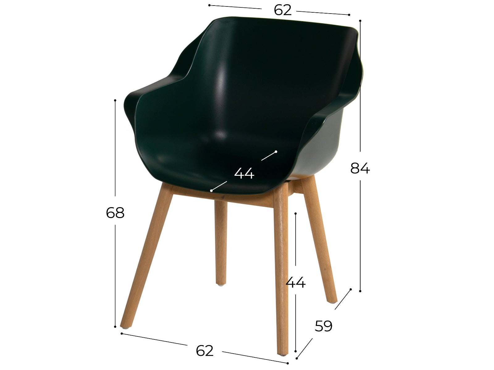 Hartman Sophie Studio dining armstoel - Night Green - Teak poot