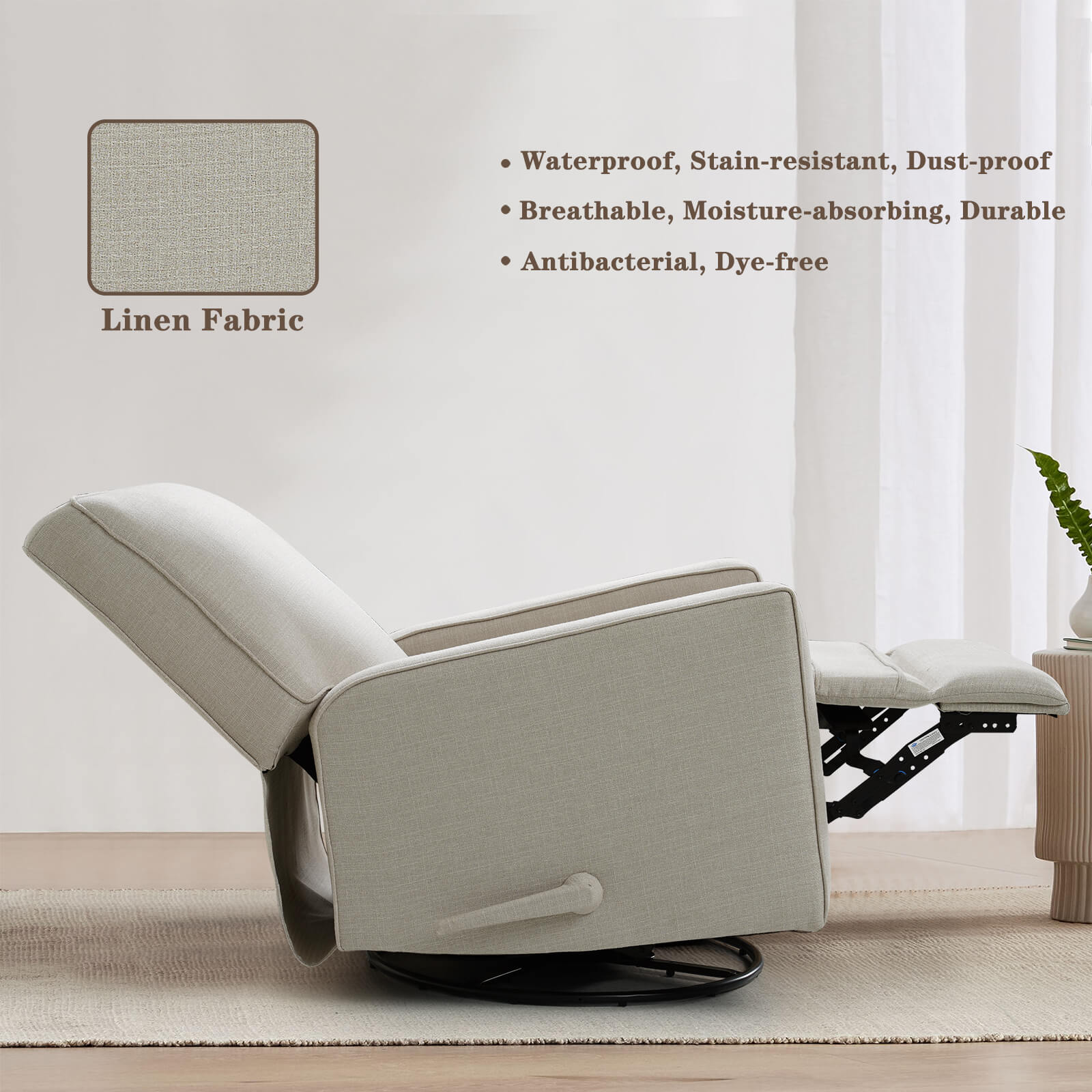 Manual Recliner Nursery Glider & Swivel Rocking Recliner Chair, Fabric