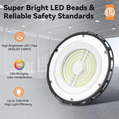 UFO LED High Bay Light 150W 2 Pack, High Bay LED Shop Lights 5000K 23,100LM Daylight UL Listed with US Plug 6' Cable, Hanging Hook, UFO High Bay LED Lights for Warehouse Workshop Garage Factory Gyms