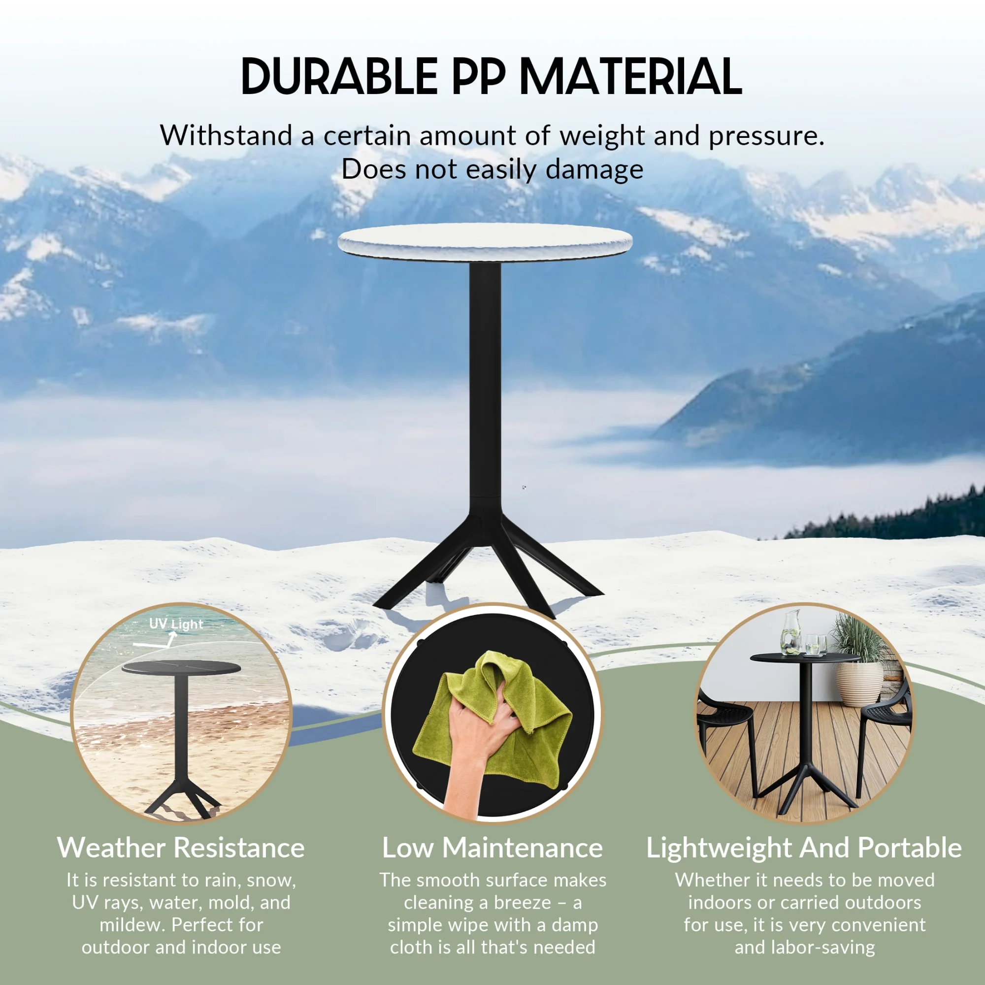 WestinTrends Playa 3-Piece Outdoor Resin Patio Bistro Table Set with Stackable Patio Dining Side Chairs For 2, Black - Image 2