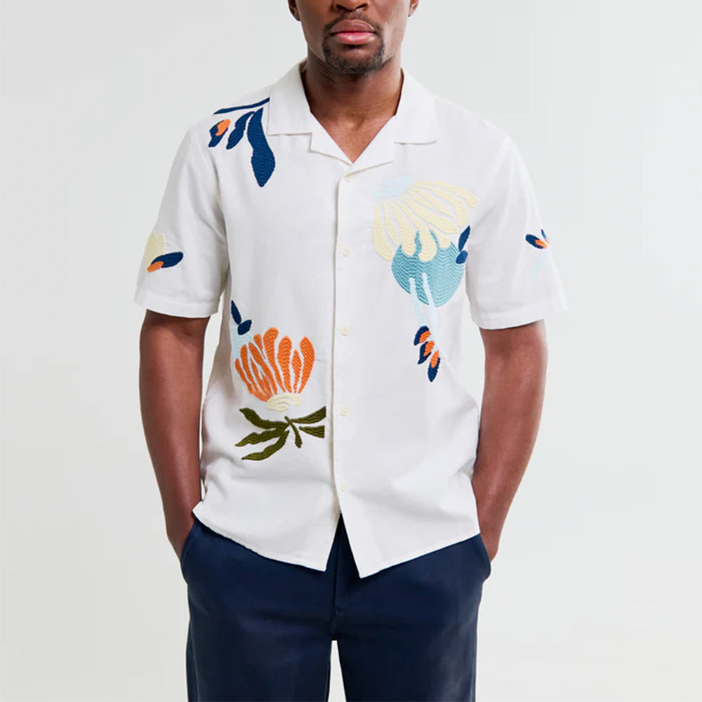 Wax London - Chemise Didcot SS - Ecru Multi