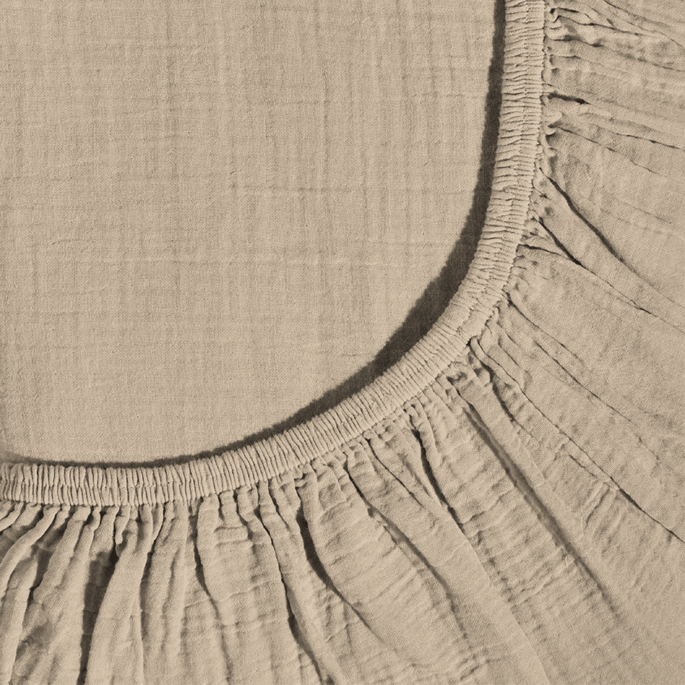Drap-housse en gaze de coton - Beige Quai de Seine