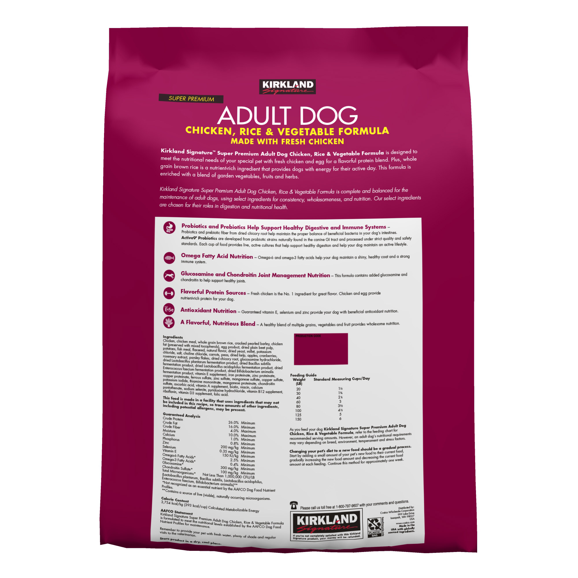 Kirkland Signature Adult Formula Chicken, Rice and Vegetable Dog Food, 25 lbs - Image 2
