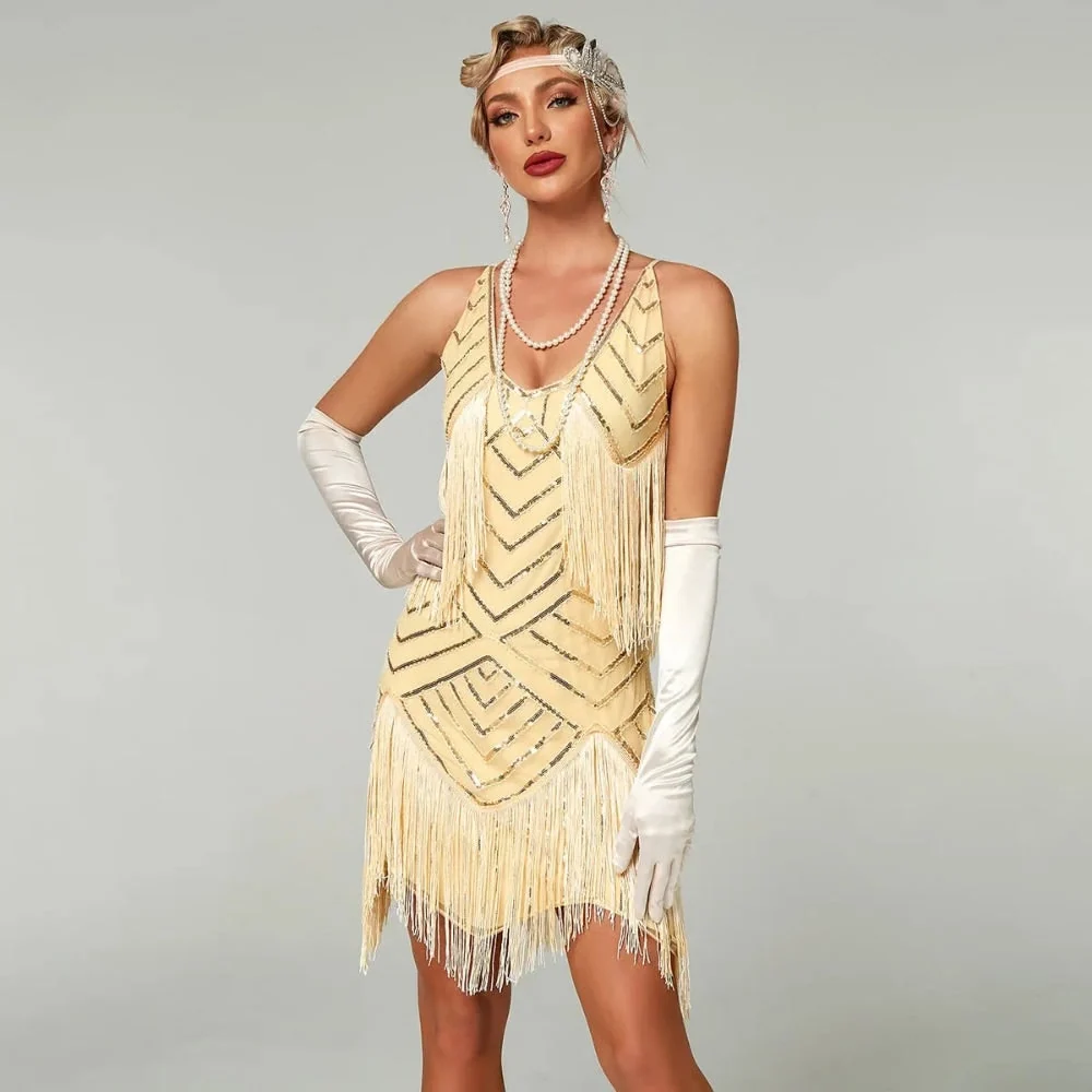 Halloween Costumes Womens Flapper Fringe Dress - Image 4 Halloween Costumes Womens Flapper Fringe Dress - Image 4