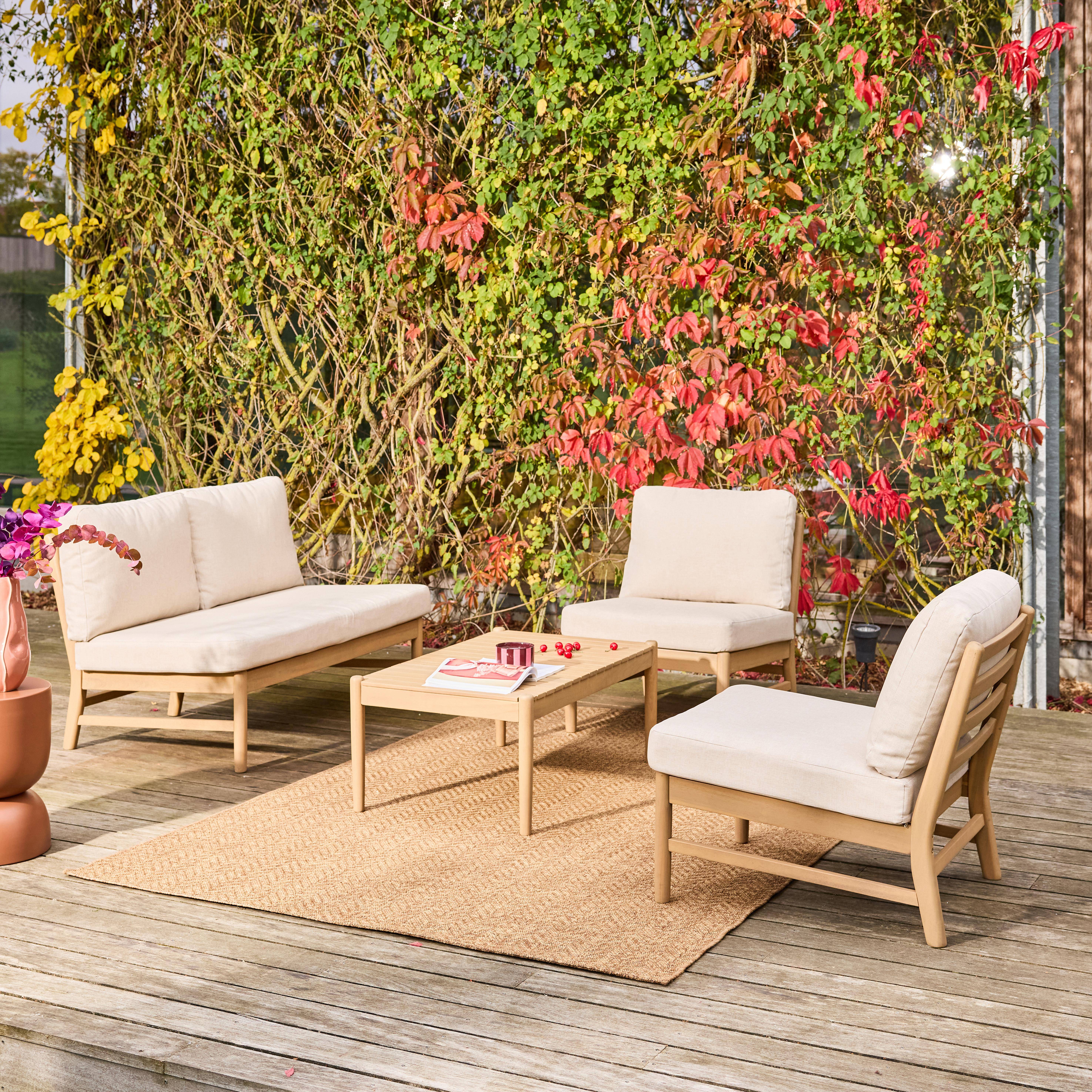 Lunari - Conjunto de muebles de jardín de madera de acacia, 4 plazas