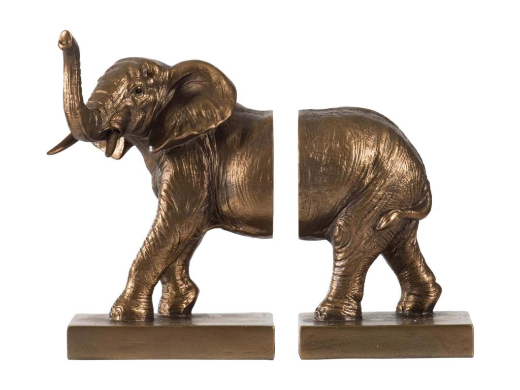 Sujetalibros de resina con forma de elefante (Juego de 2)