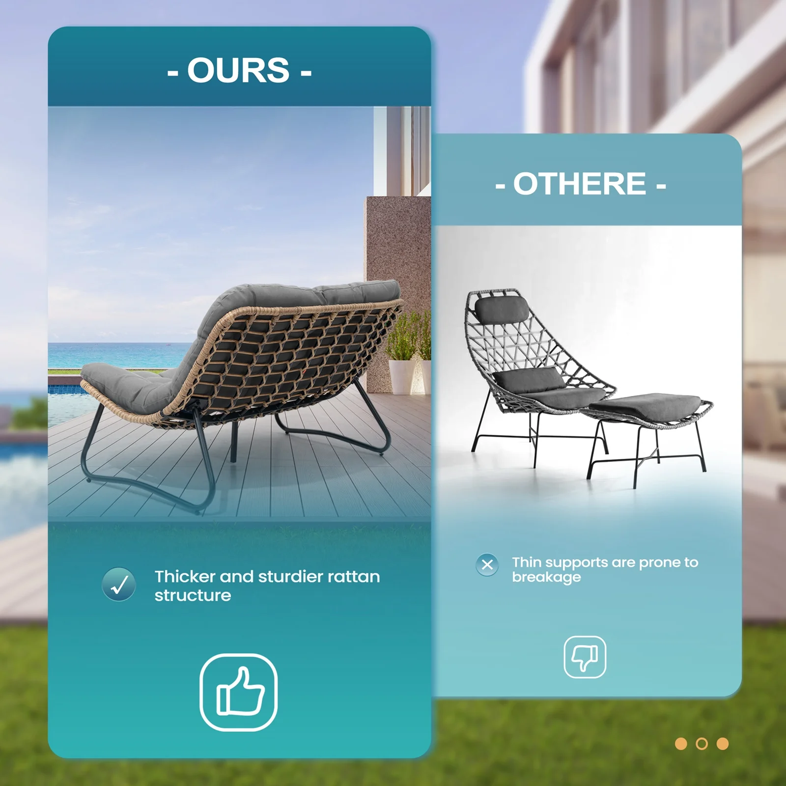 Crestlive Products Patio Loveseat, All-Weather Rattan Large Furniture with Soft Cushions, Outdoor Loveseat for Balcony, Poolside, Backyard (Beige) - Image 14