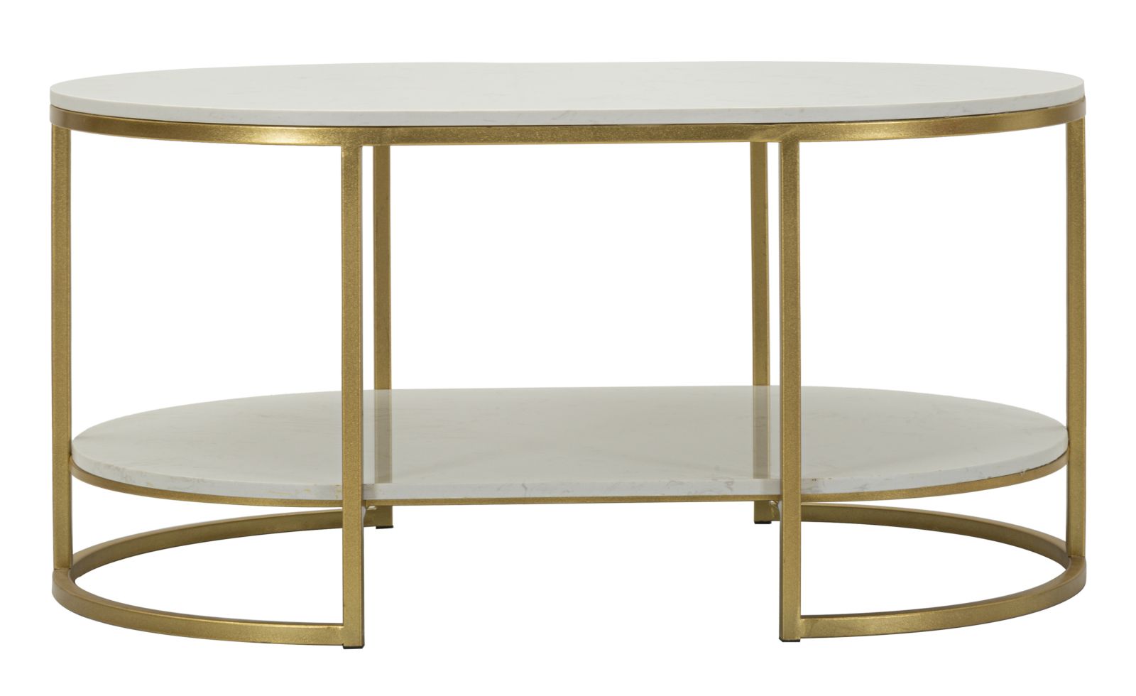 Salontafel in goudkleurig metaal en marmer cm 90x60x45