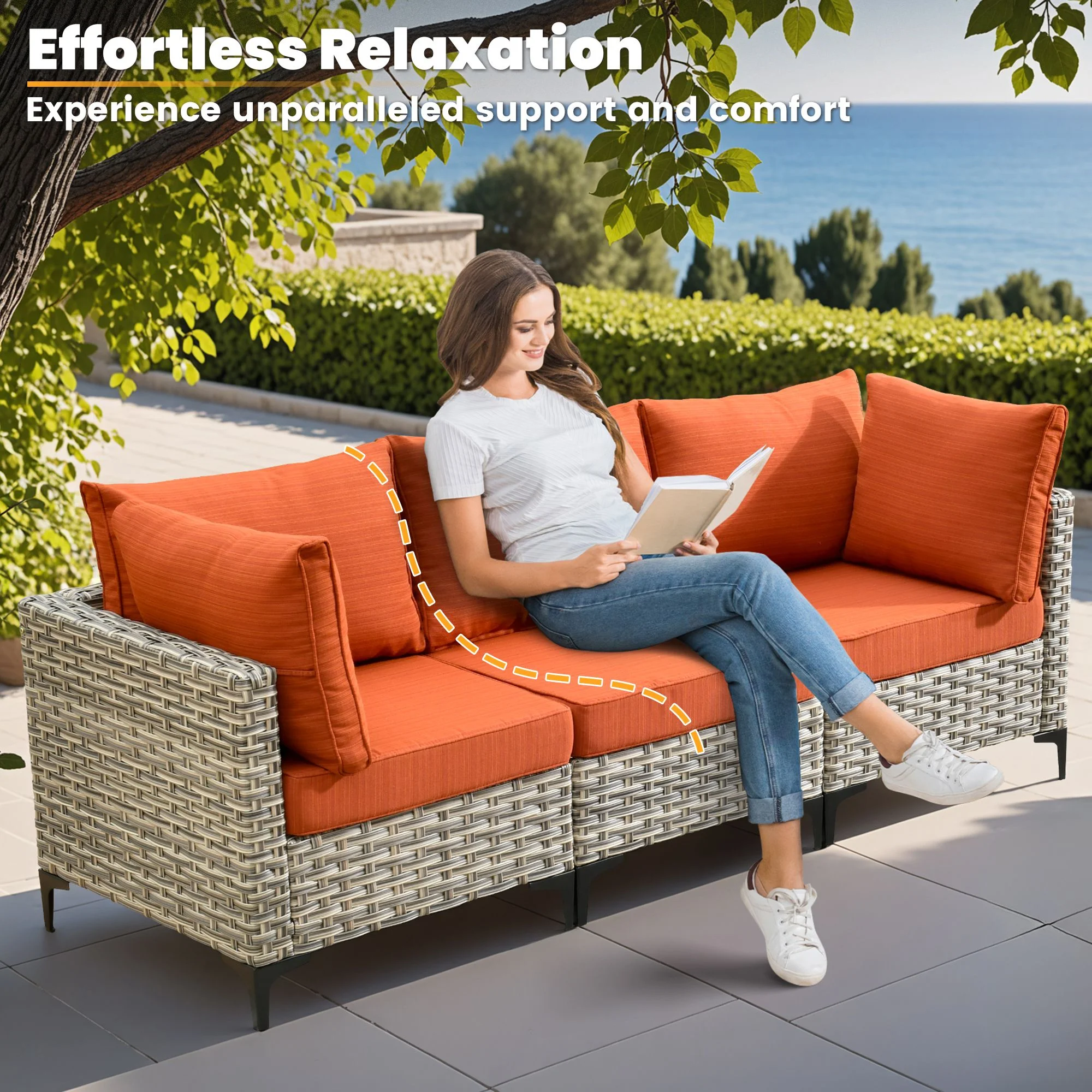 Vcatnet Outdoor Patio Furniture Sets 10 Pieces Sectional Sofa Wicker Conversation Set with Swivel Glider Chairs and Solar Powered Coffee Table for Porch,Backyard,Gray - Image 26