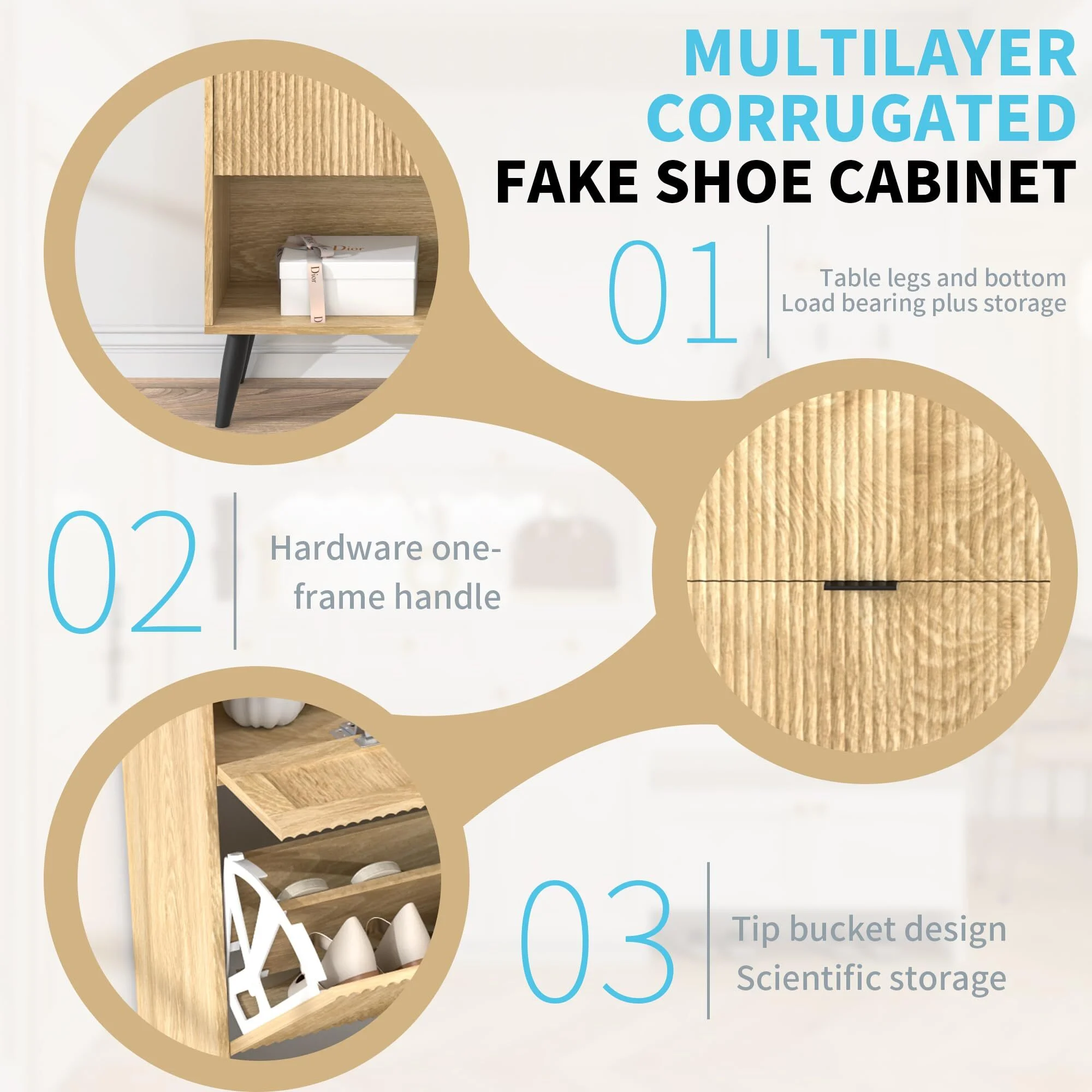 Shoe Cabinet with Drawers, slim storage cabinets, entryway shoe storage cabinets - Image 2