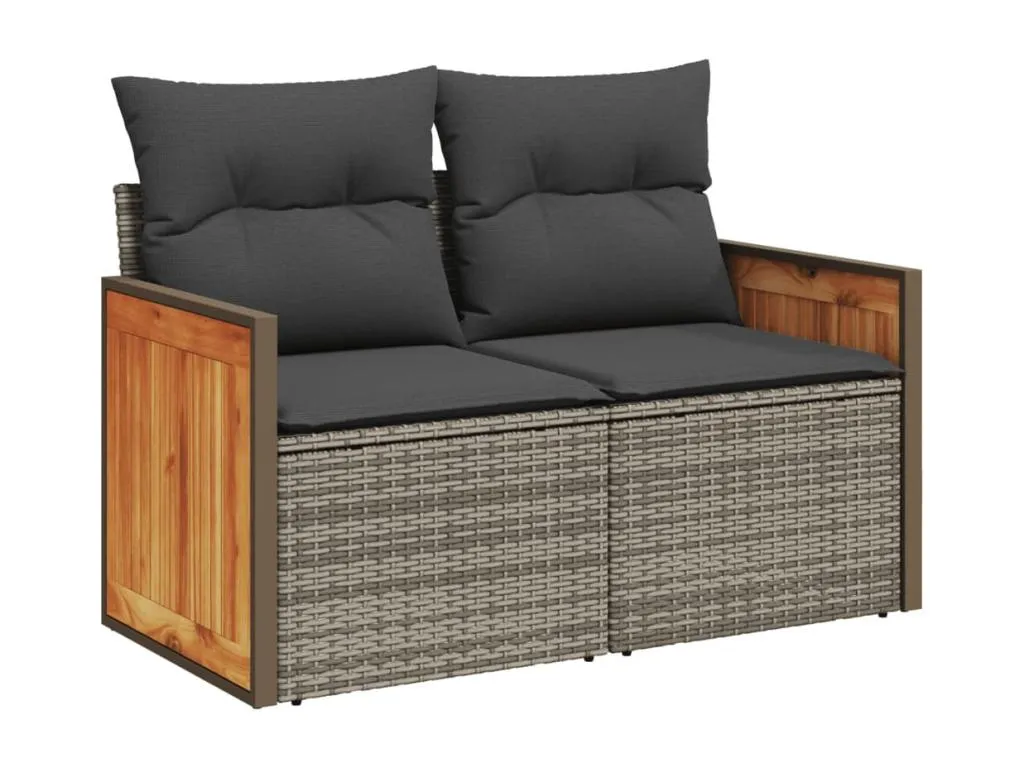 Set de sofás de jardín y cojines 14 piezas ratán sintético gris 78939SGKQ