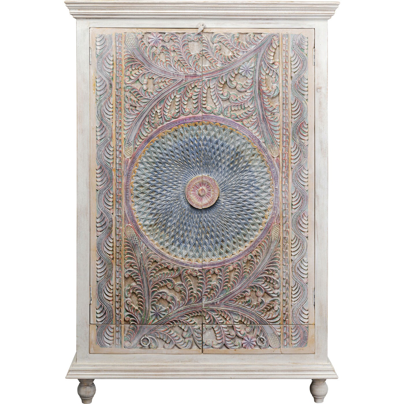 Armario de 2 puertas y 2 cajones en madera de mangos, color pastel gj8063u4