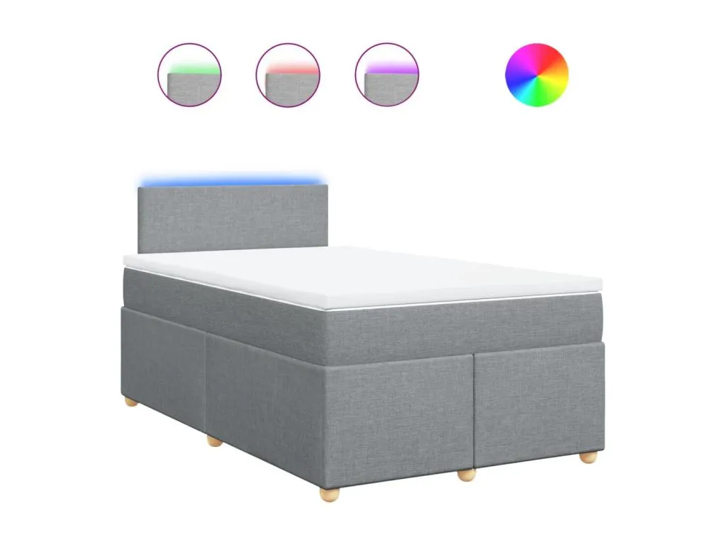 Cama box spring con colchón tela gris claro 120x190 cm jcp3522386