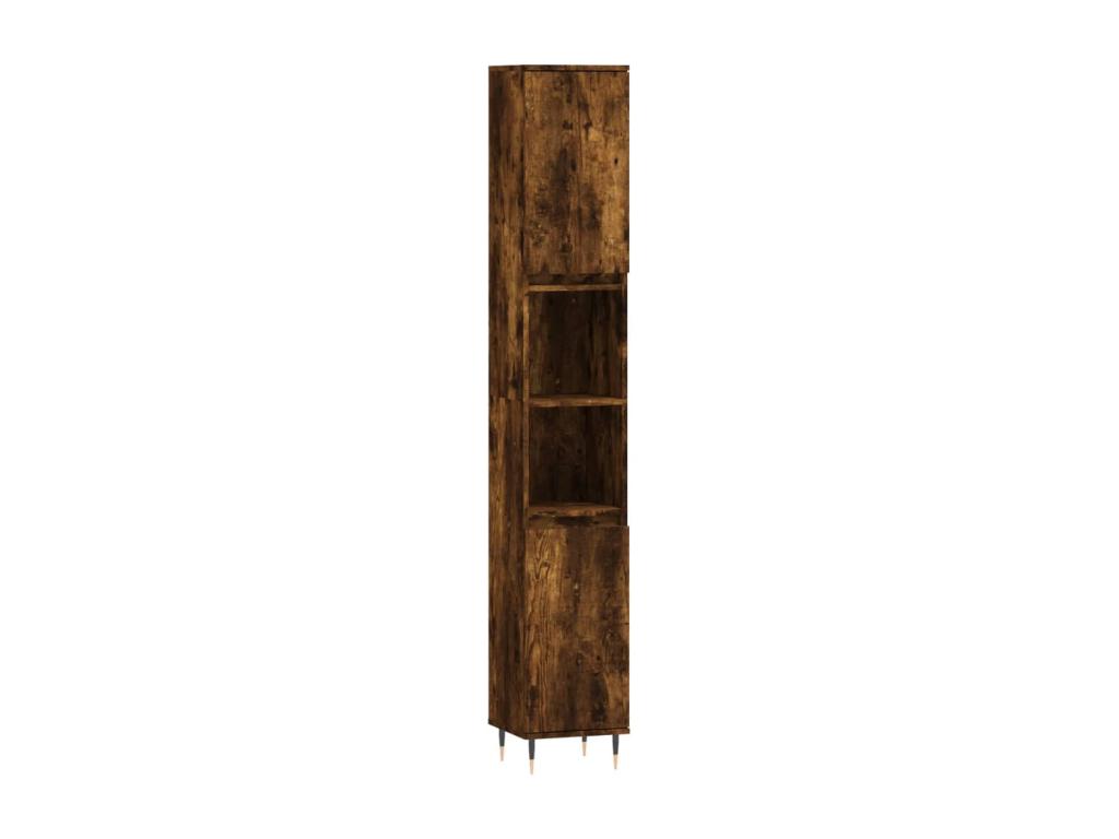 Armario de baño madera contrachapada roble ahumado 30x30x190 cm