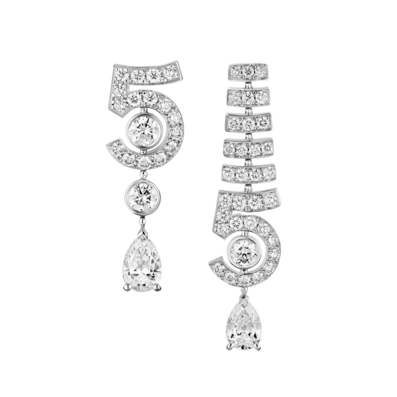 Replicate N°5 Drop White Gold Earrings(1:1 replica) - Original Replica Club