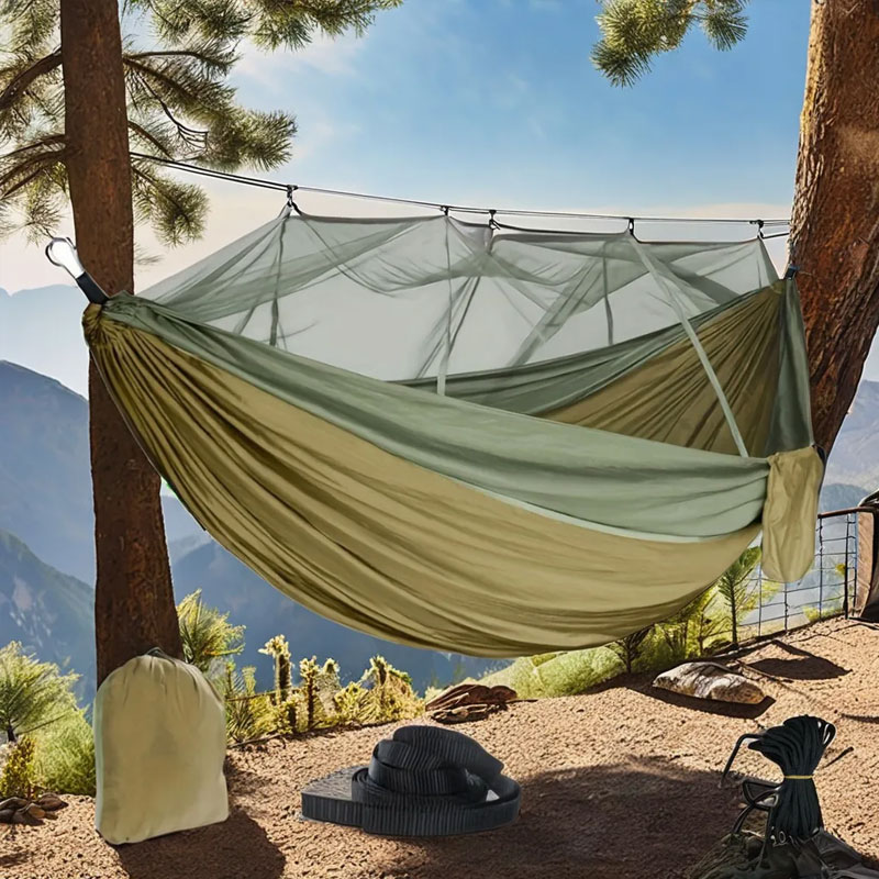 Portable Lightweight Nylon Camping Hammock with Tree Strap Recycled Hammock Mosquito Repellent