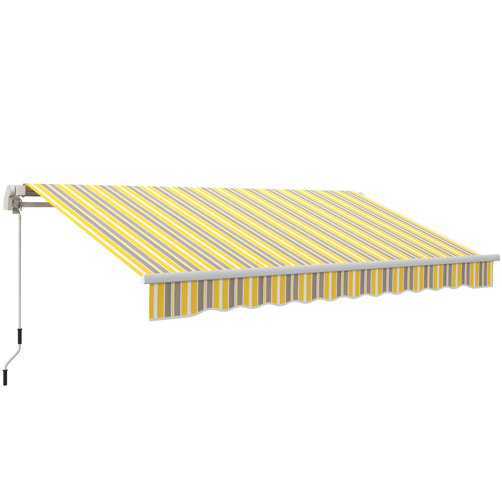 Outsunny 12' x 10' Manual Retractable Awning Outdoor Sunshade Shelter for Patio, Balcony, Yard, with Adjustable & Versatile Design, Beige and White - Image 34