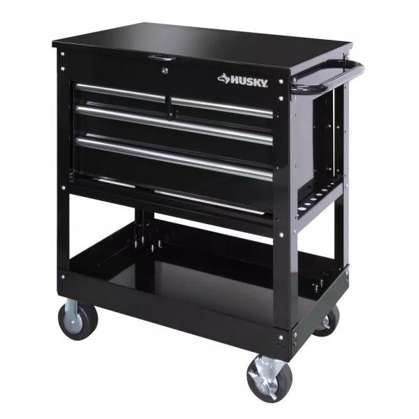33 IN. W 4-DRAWER MECHANICS TOOL UTILITY CART IN GLOSS BLACK