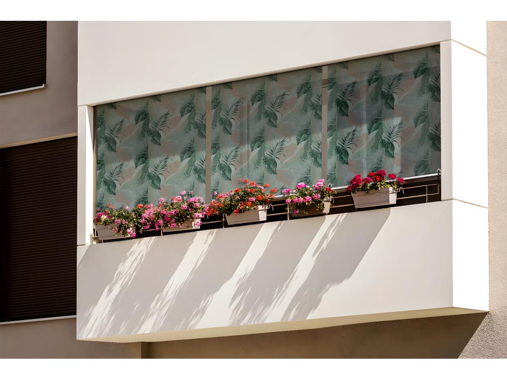 Original cortina enrollable exterior - 150x180 cm - Hojas con estampado tropical Cortinas enrollables para balcones, Cortinas enrollables para balcones, Cortinas para sombrillas
