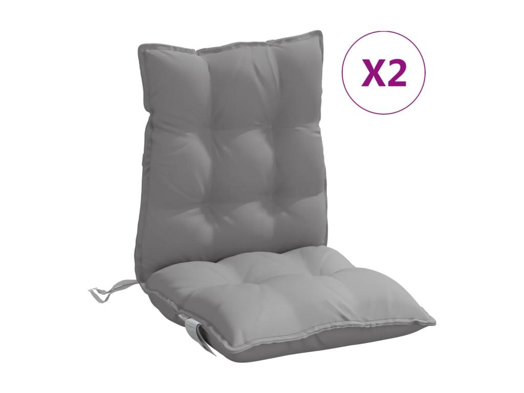 Cojines para silla con respaldo bajo 2 uds tela Oxford gris