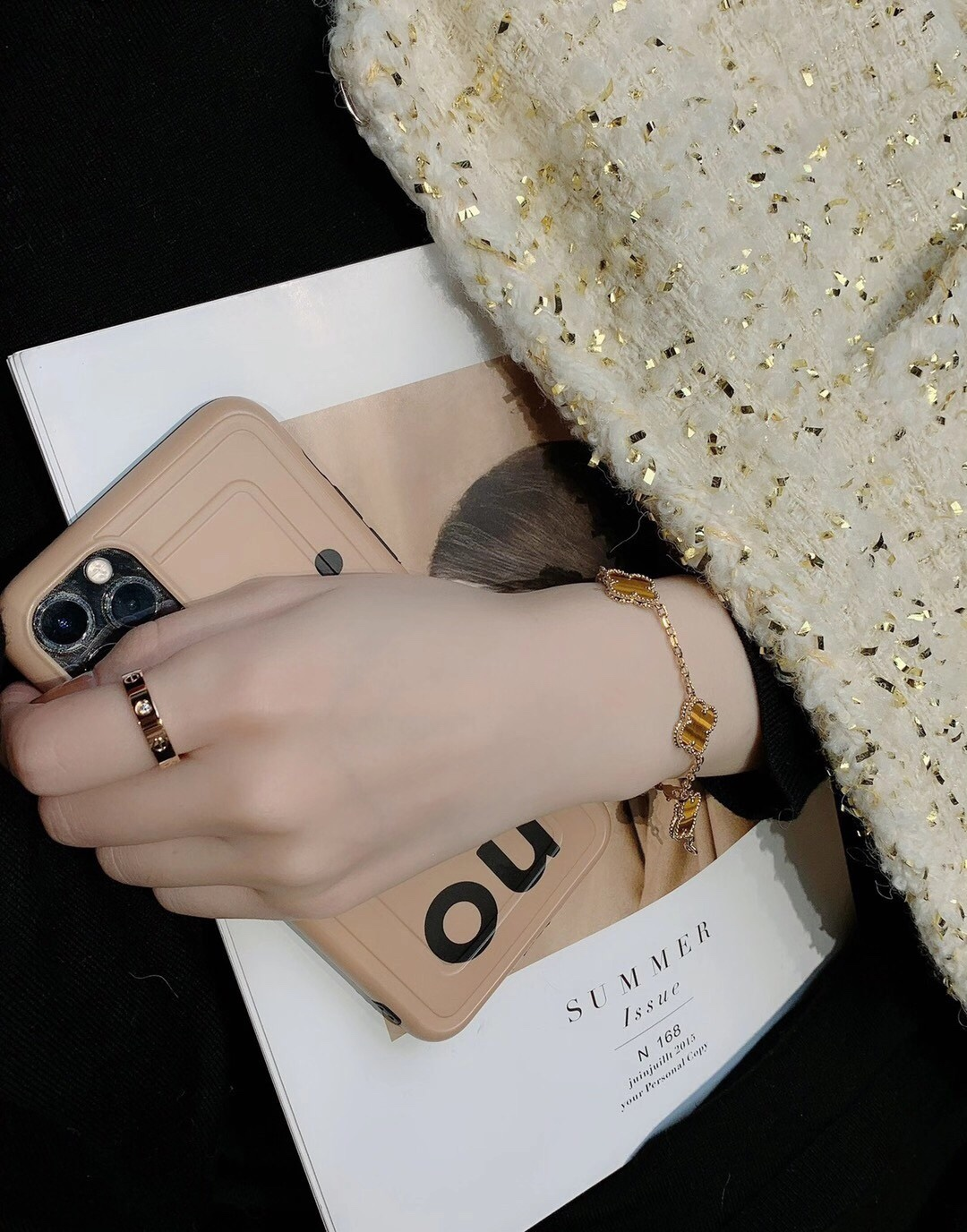 VCA Tiger Eye Vintage Alhambra Bracelet 5 Motifs - Original Replica Club