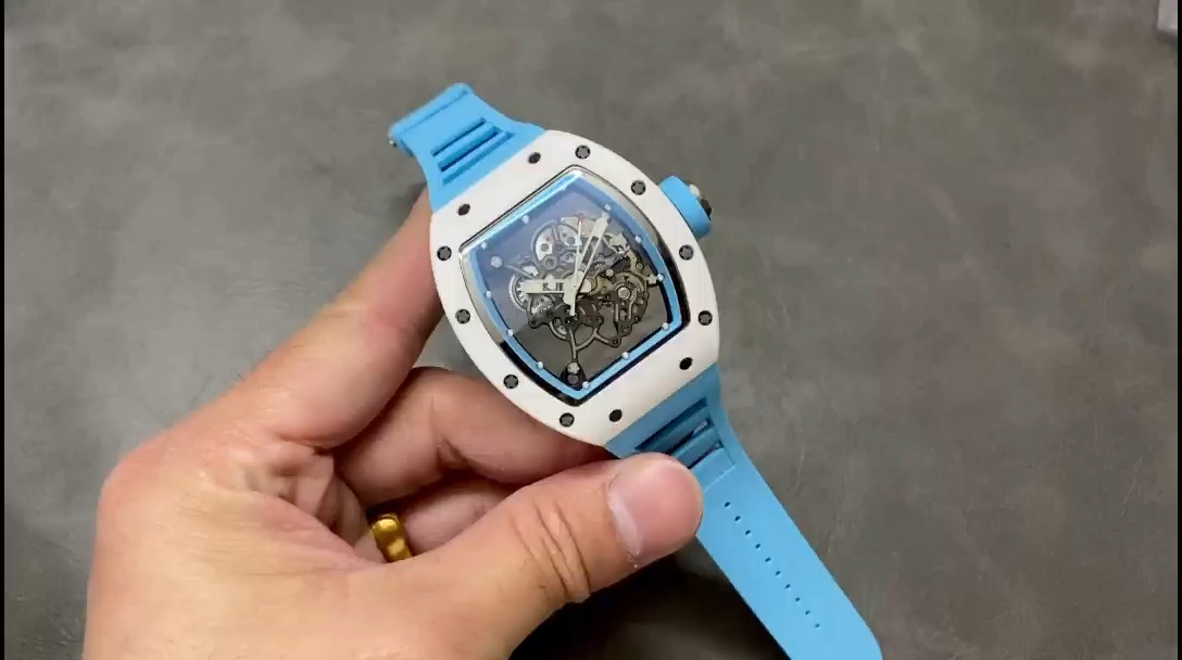 Richard Miller RM 055 RMUL2 NTPT Carbon Fiber Blue Rubber Strap