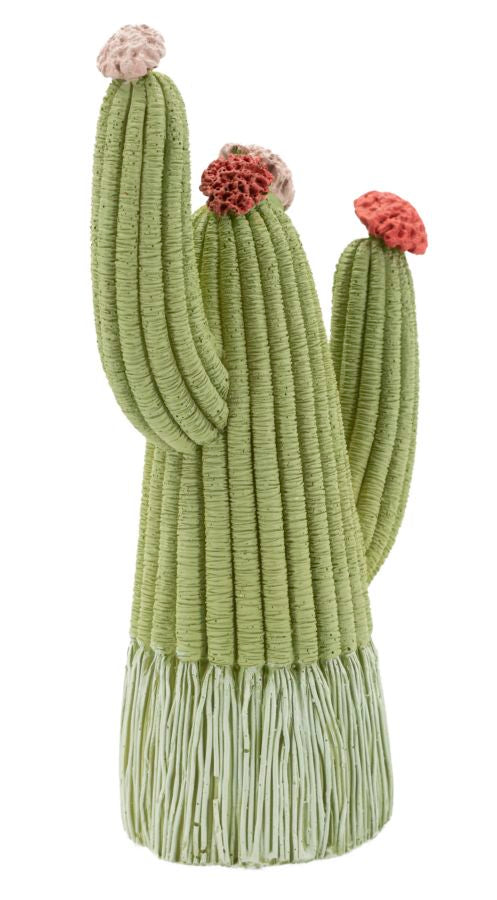 Cactusvormig beeldje van veelkleurige hars 10,5x6,5x20,5 cm