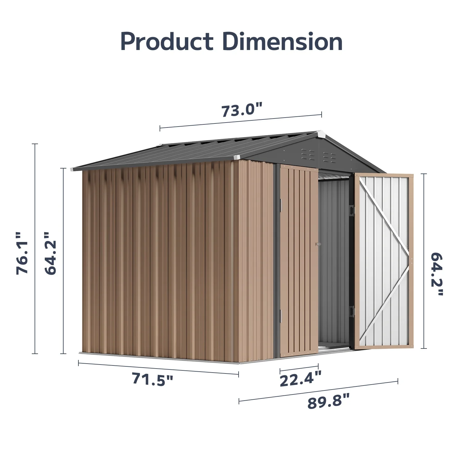 5'x3' Outdoor Storage Shed, Asofer Shed and Outdoor Storage Clearance, Weatherproof Tool Shed, Brown - Image 35