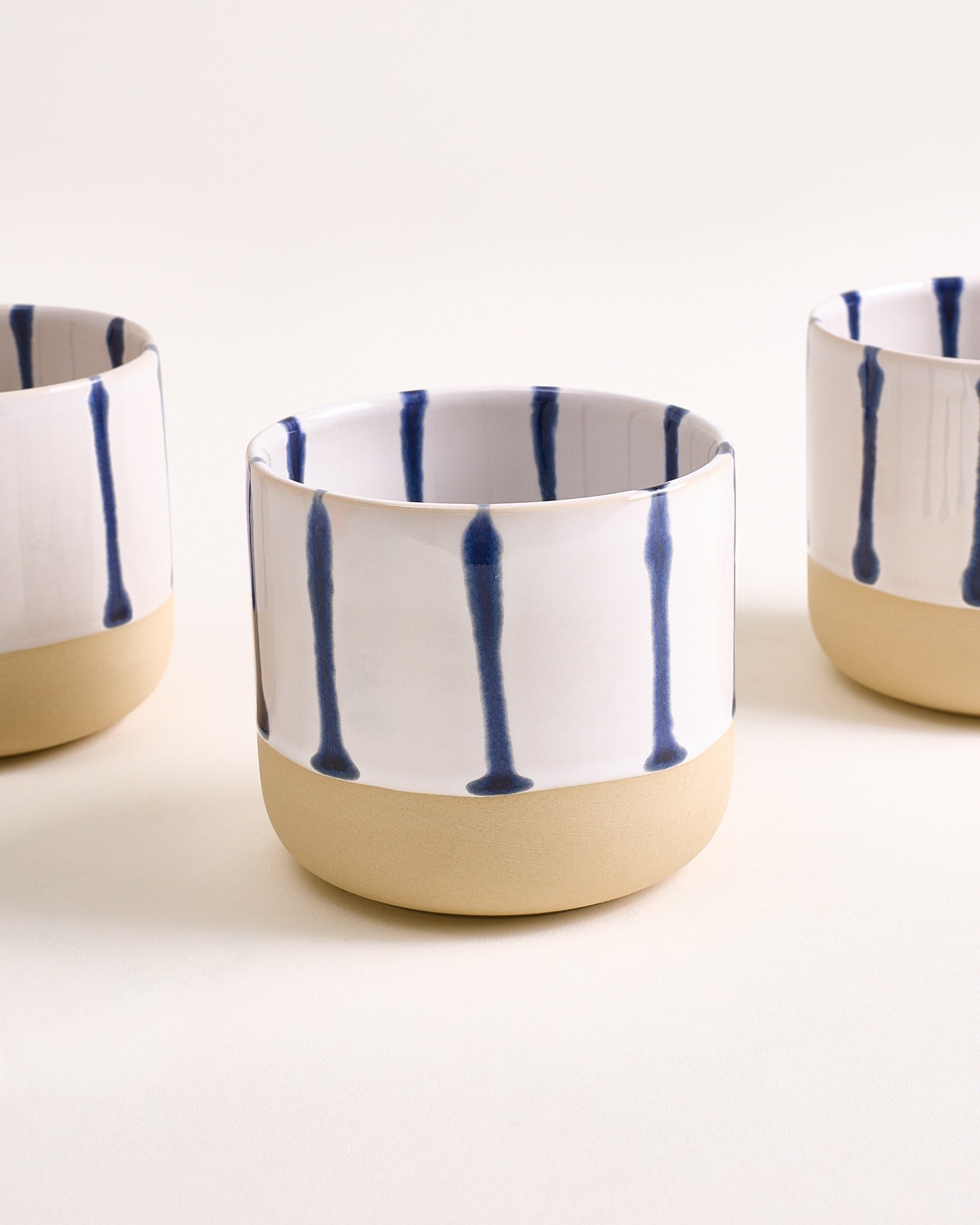 Nódoa Becher groß gestreift weiß blau 6er-Set