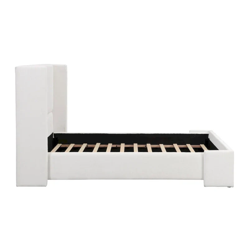 Isabella Queen White Upholstered Bed with Tall Wingback Headboard by Christopher Knight Home