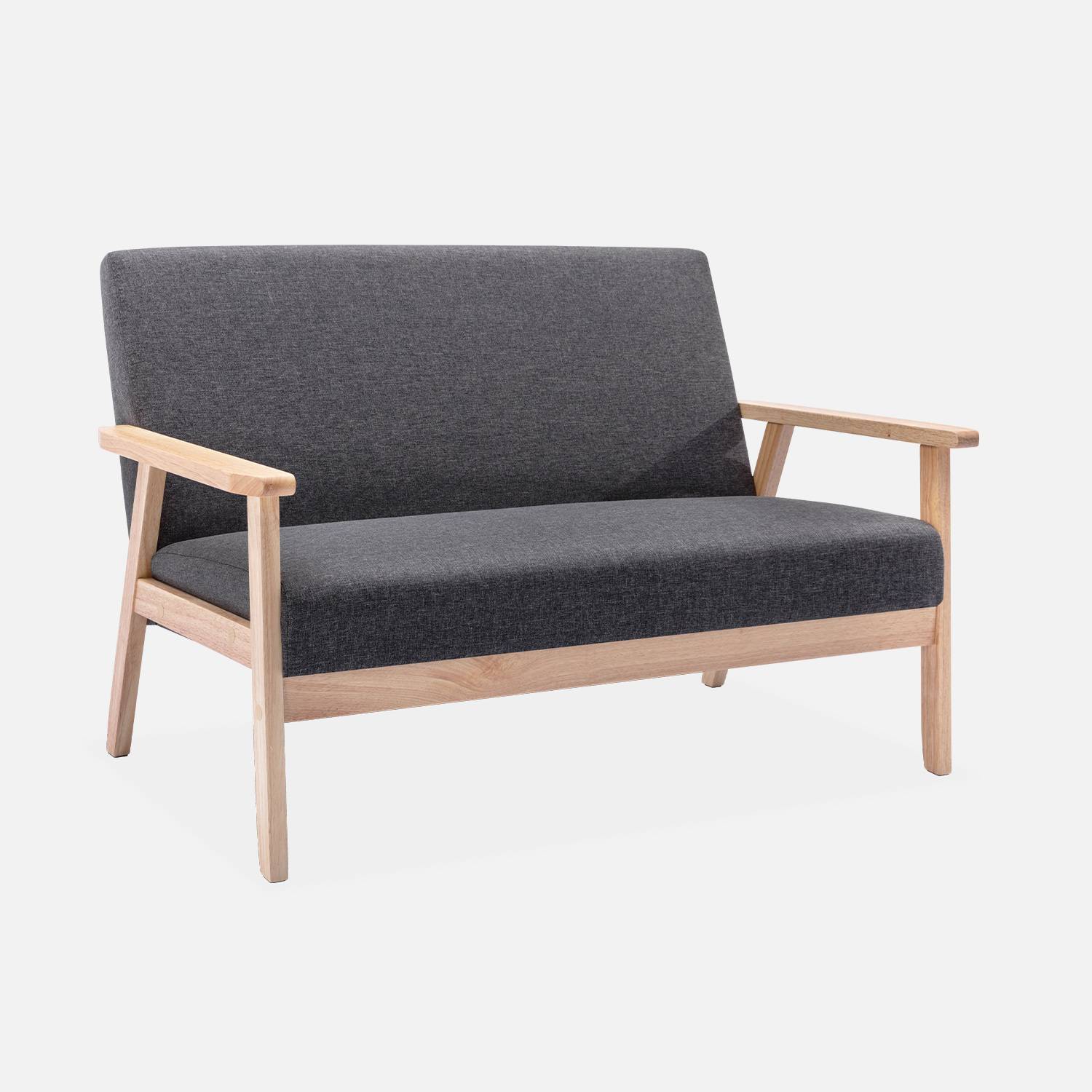 Isak - Sofá o banco con tela y patas de madera, 2 plazas