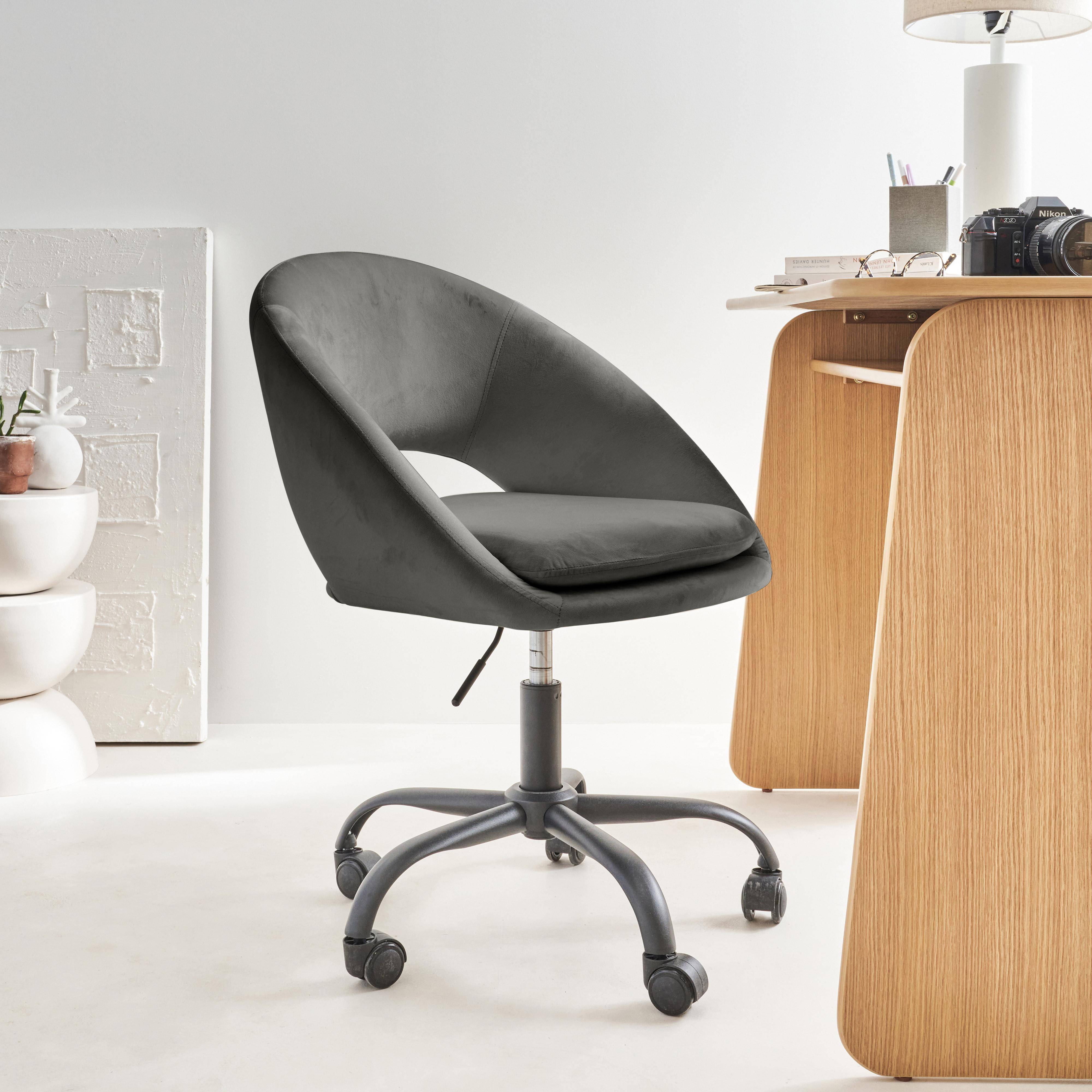 Pam - Silla de oficina de terciopelo con ruedas