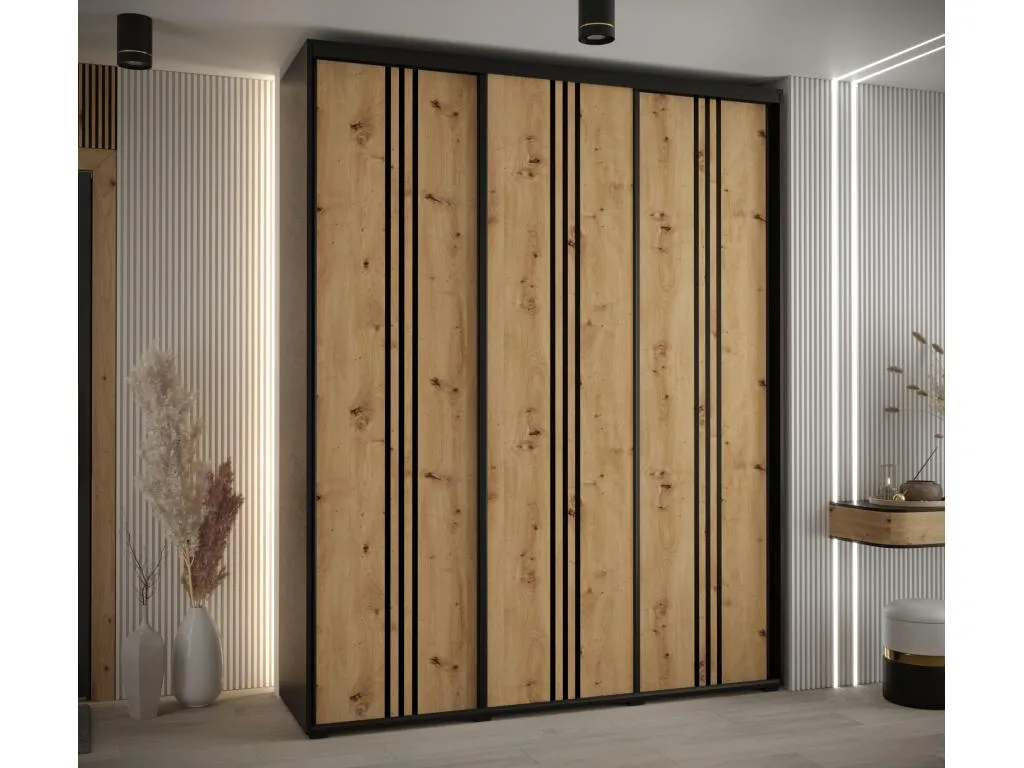 ARMARIO Patriciabaezcasa 6 DE PUERTAS CORREDERAS 235.2/190/60 3 puertas (Negro/Artisan/Negro)