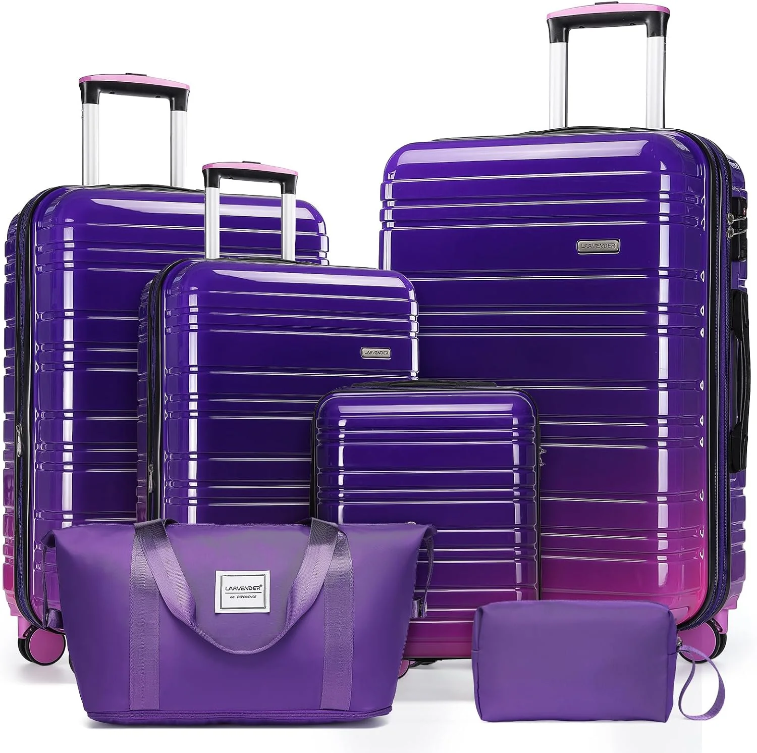 6-piece luggage set, expandable hardshell suitcase set with spinner wheels, lightweight rolling luggage set