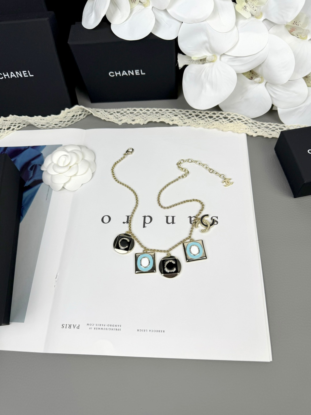 Chanel Coco Geometric Enamel 5 Charms Necklace - Original Replica Club
