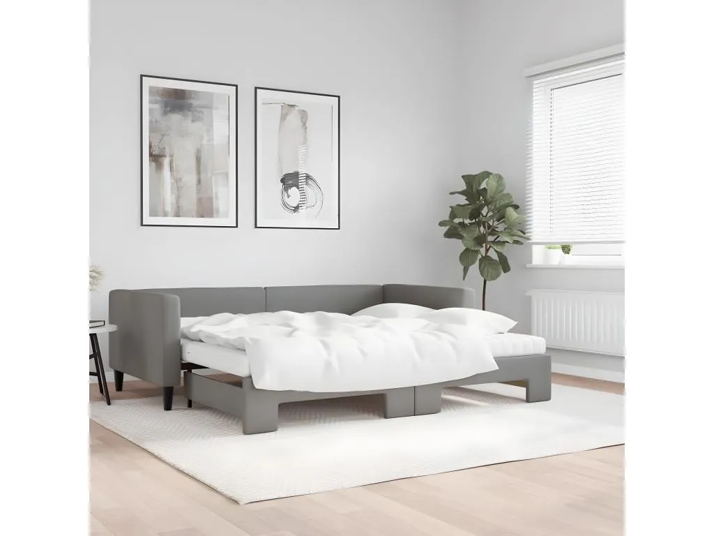 Sofá cama Patriciabaezcasa con colchón tela gris oscuro 90x200 cm