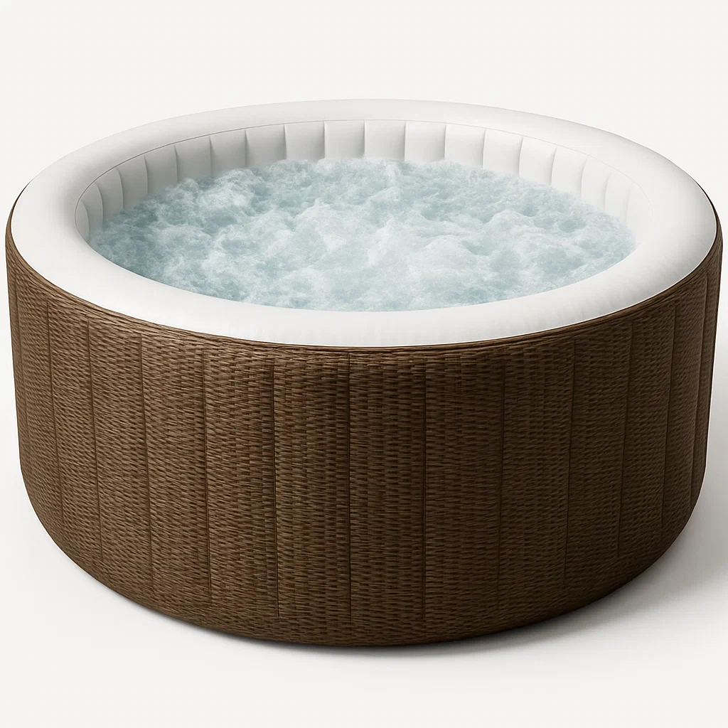 Spas hinchables 180x180x71 cm 4 personas redondo color marrón/Blanco gWAyzyM335sa