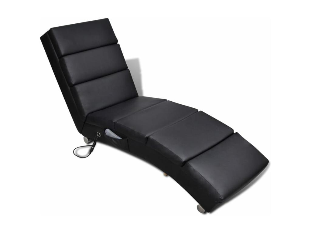 Sillón de masaje de piel sintética negro