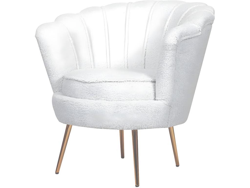 Sillón de terciopelo Cozetiq - 75 x 68 x 77 - 5 cm - Blanco